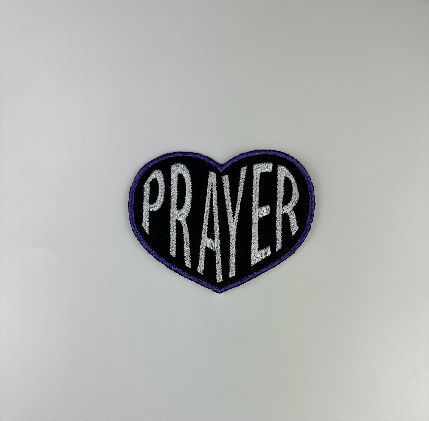 Prayer in a Purple Heart Embroidery Patch, Sew On with Iron On Adhesive for Placement, Faith Patch for Jackets, Bags & Bible Covers