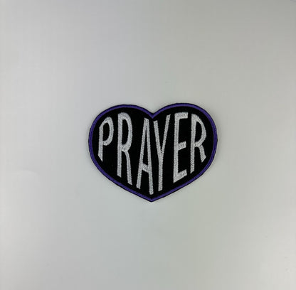 Prayer in a Purple Heart Embroidery Patch, Sew On with Iron On Adhesive for Placement, Faith Patch for Jackets, Bags & Bible Covers