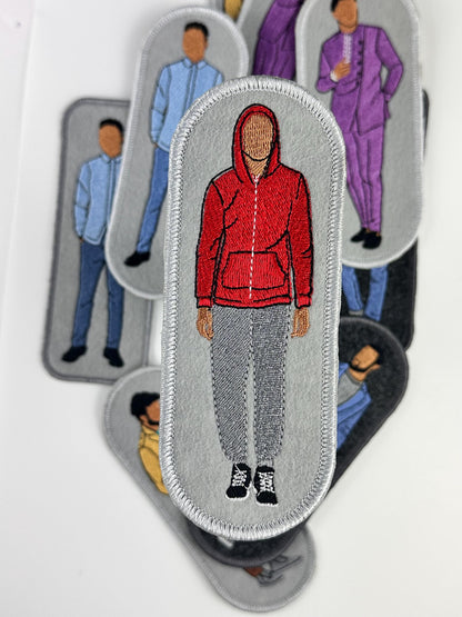 Black Men Oval Embroidery Patch, GQ Style Sew-On with Iron-On Adhesive for Placement, Black Man Jacket & Tote Bag