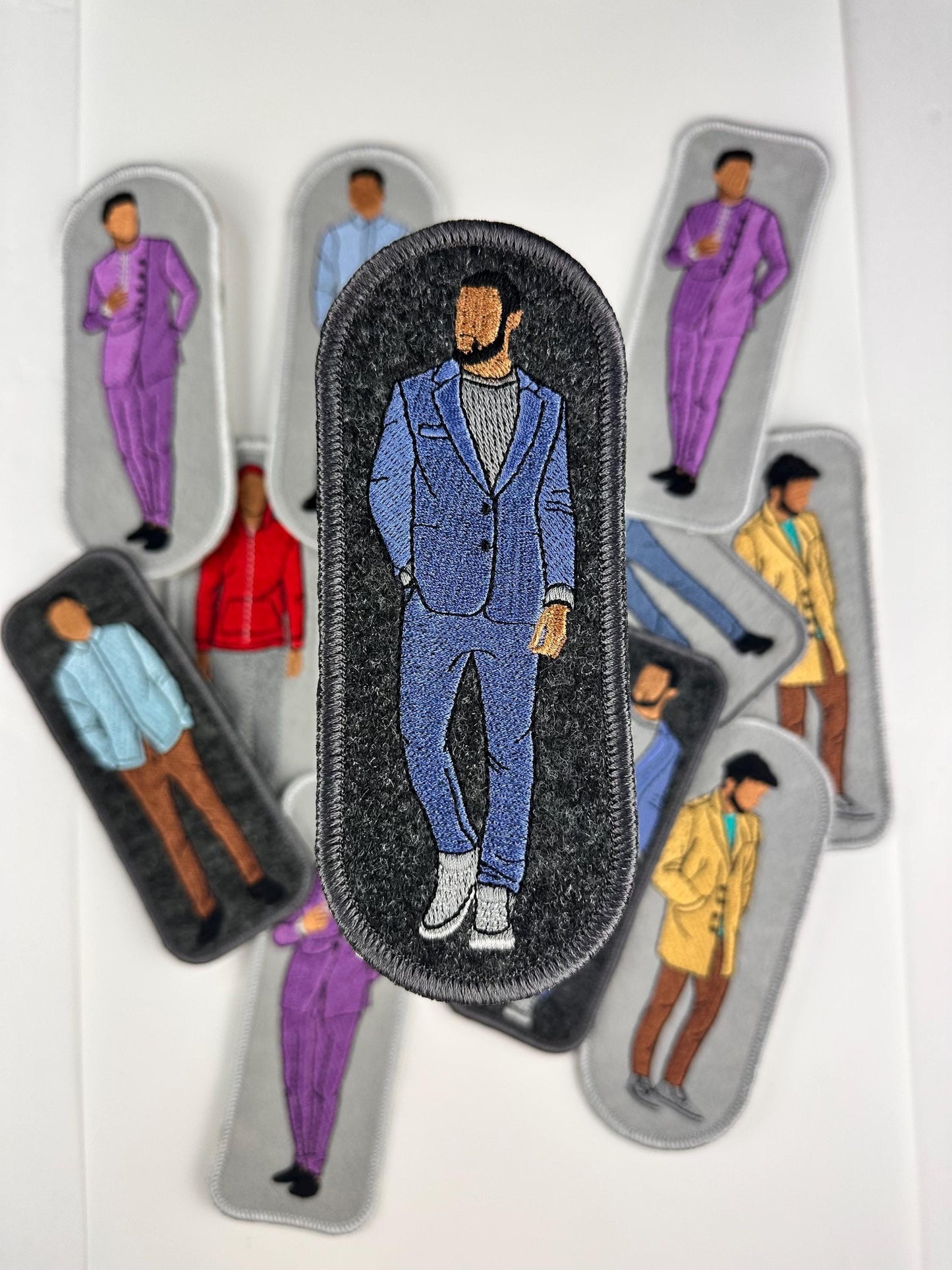 Black Men Oval Embroidery Patch, GQ Style Sew-On with Iron-On Adhesive for Placement, Black Man Jacket & Tote Bag