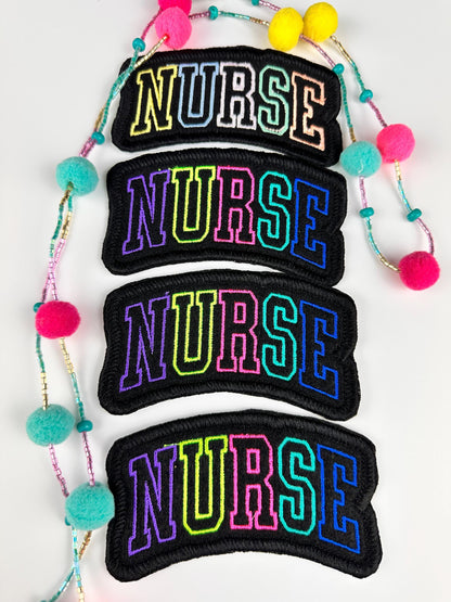 Nurse Life Embroidery Patch, Bright Colors on Black Background, RN Nurse Patch, Sew On with Iron-On Adhesive for Placement