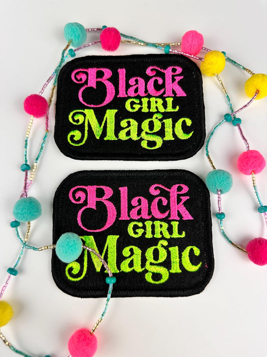 Black Girl Magic Sew On Embroidery Patch for Jeans with Iron on adhesive for placement. Great for Jackets. Black Girl Patch 7.00