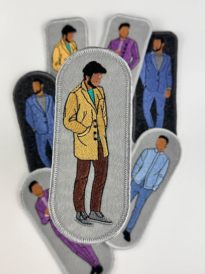 Black Men Oval Embroidery Patch, GQ Style Sew-On with Iron-On Adhesive for Placement, Black Man Jacket & Tote Bag