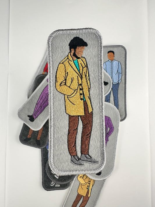 Black Men Embroidery Patches: GQ Style, Iron-On Adhesive (2 1/4" x 6 1/4")