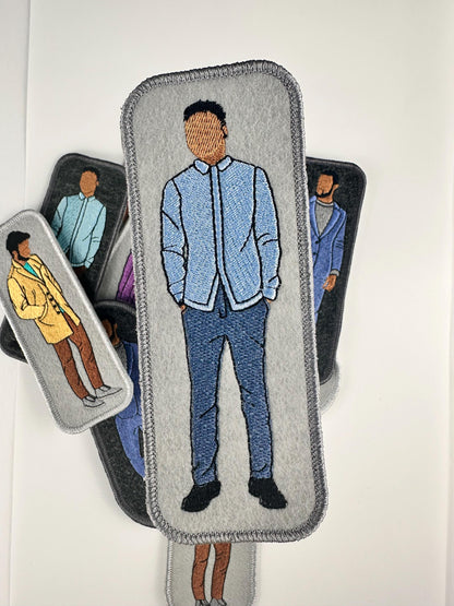 Black Men Embroidery Patches: GQ Style, Iron-On Adhesive (2 1/4" x 6 1/4")