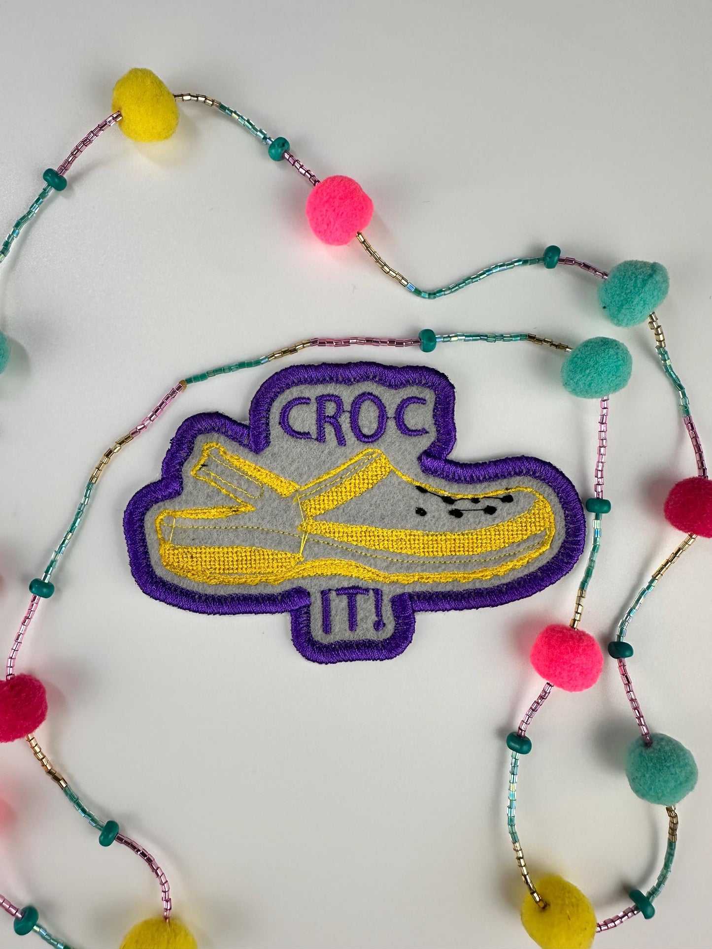 Croc It! Embroidery Patch: Iron-On Shoe Applique