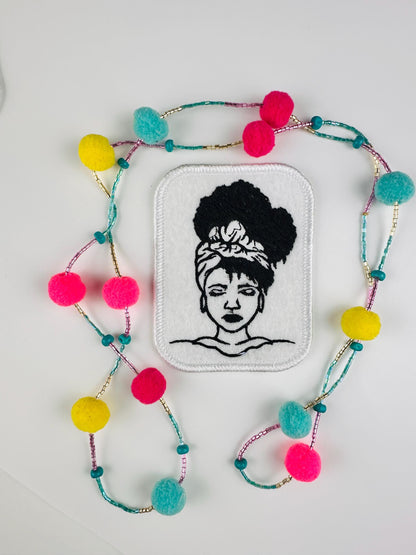 Black Women Embroidery patches. 3D black women patches. Afro Women patches, Black and White patterns of African American Women, BGM, 8.20