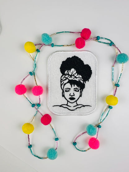 Black Women Embroidery Patches, 3D Afro Women Patches, Black and White African American Woman Designs, BGM Sew On Jacket & Bag Patches