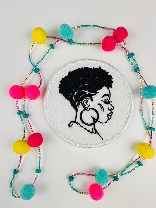 Black Women Embroidery patches. 3D black women patches. Afro Women patches, Black and White patterns of African American Women, BGM, 8.20