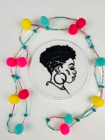 Black Women Embroidery Patches, 3D Afro Women Patches, Black and White African American Woman Designs, BGM Sew On Jacket & Bag Patches