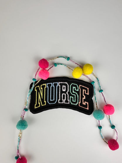 Nurse Life Embroidery Patch, Bright Colors on Black Background, RN Nurse Patch, Sew On with Iron-On Adhesive for Placement