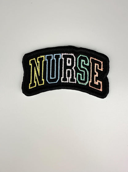 Nurse Life Embroidery Patch, Bright Colors on Black Background, RN Nurse Patch, Sew On with Iron-On Adhesive for Placement