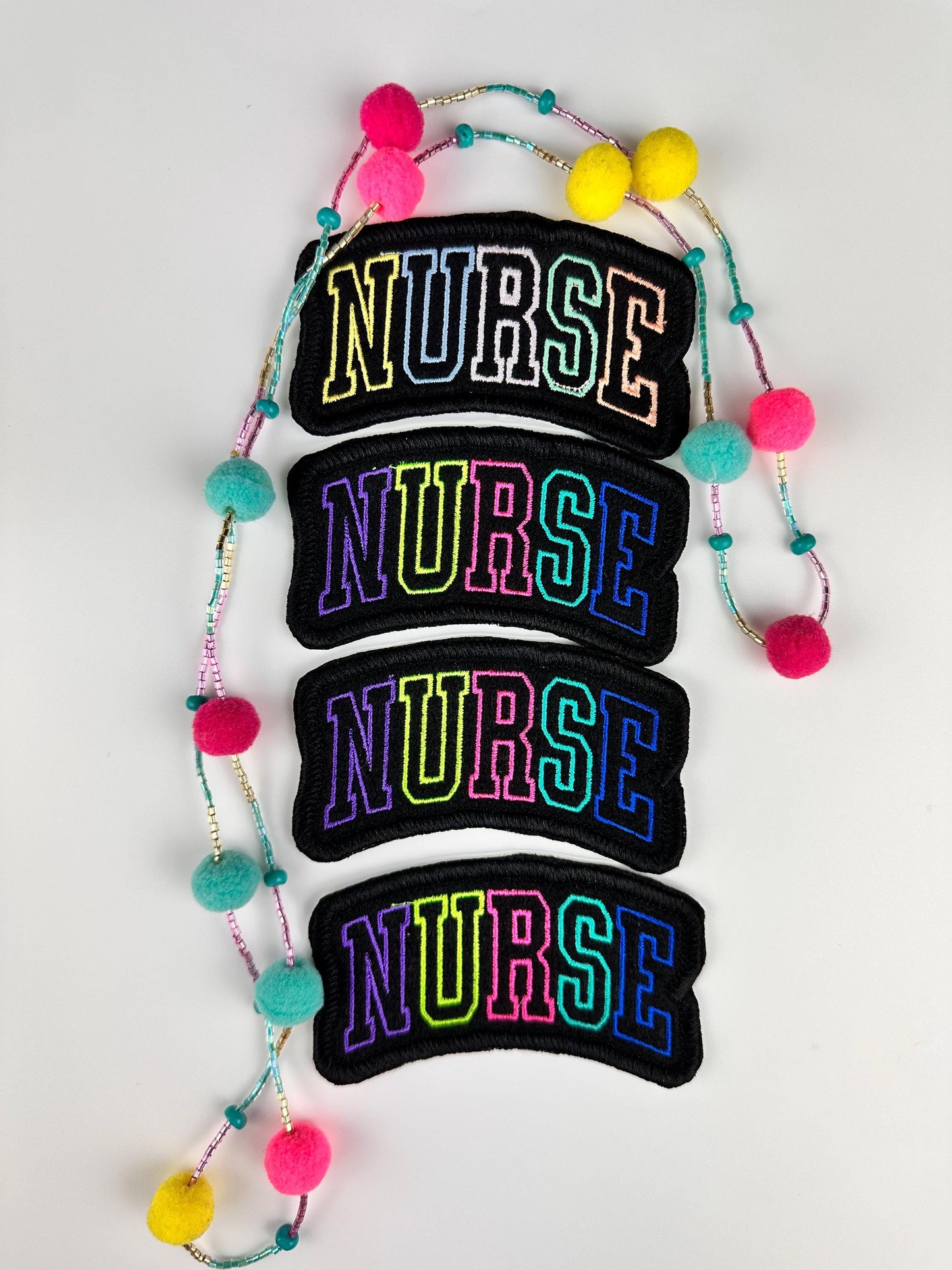 Nurse Life Embroidery Patch, Bright Colors on Black Background, RN Nurse Patch, Sew On with Iron-On Adhesive for Placement