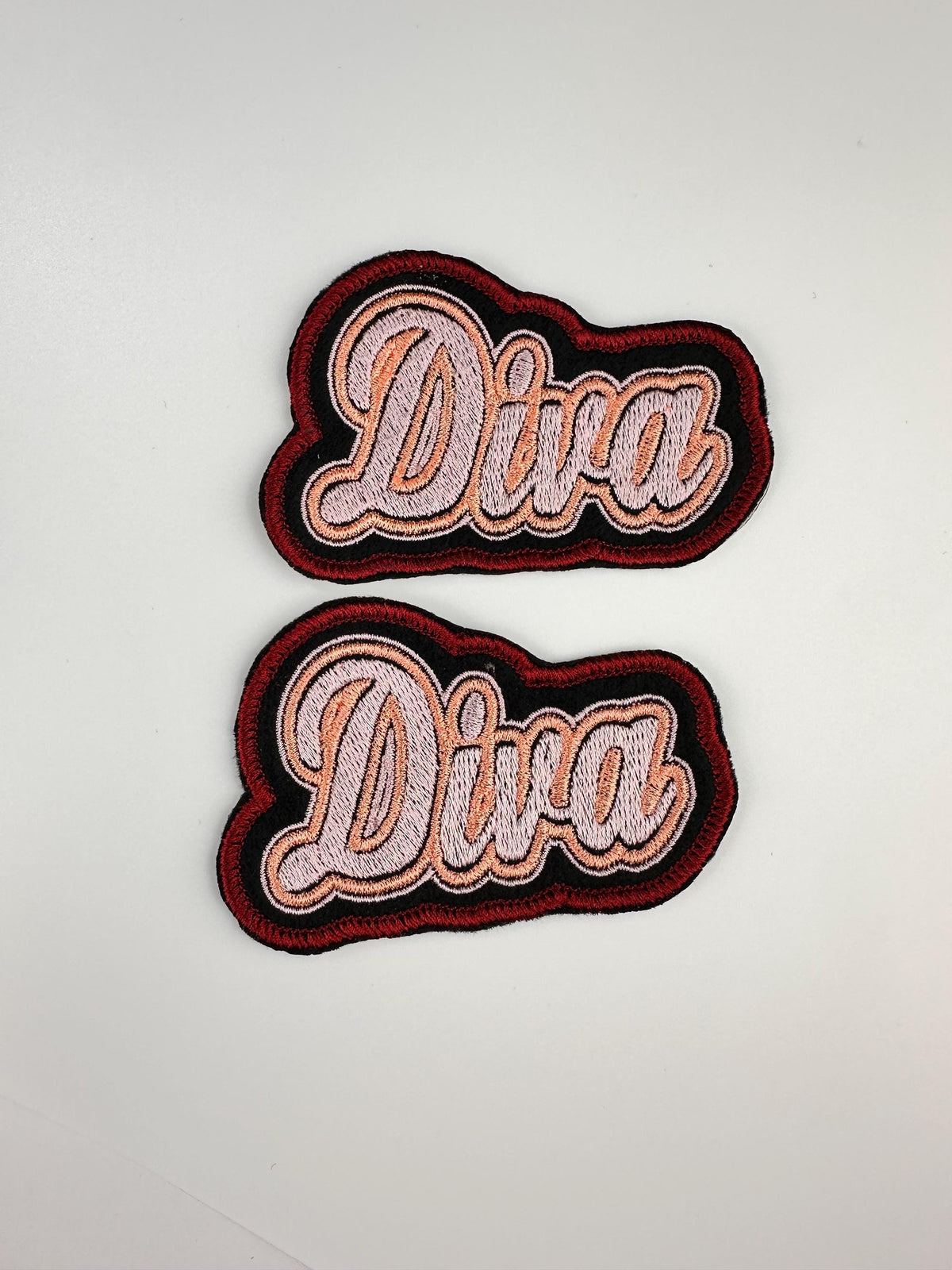Diva Embroidery Patch, Red Black and Gold Glamorous Applique, Sew On Patch with Iron-On Adhesive for Placement