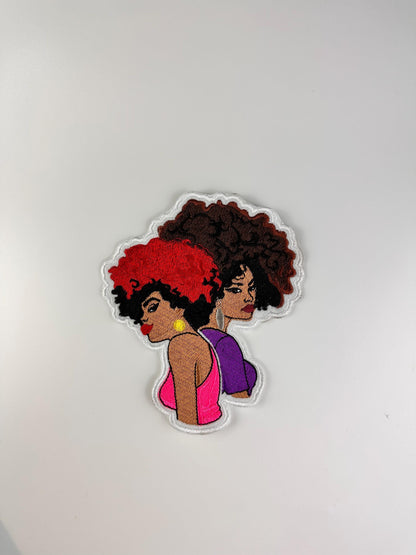 Best Friends back to back.  Red hair and Blonde and Black hair. Sew on with Iron on adhesive for placement.  10.99