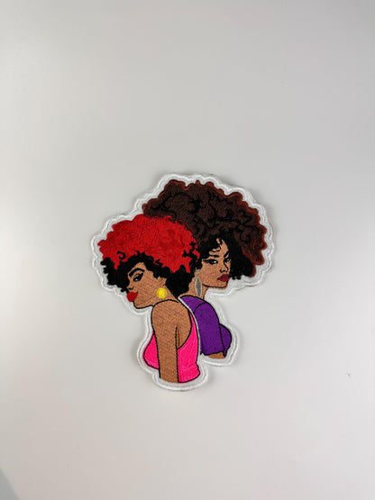 Best Friends back to back.  Red hair and Blonde and Black hair. Sew on with Iron on adhesive for placement.  10.99