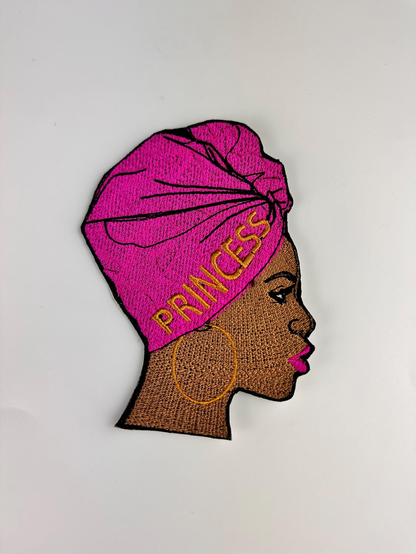 African Woman in Pink Headwrap Iron On Embroidery Patch. Beautiful Princess in Purple, Ethnic Woman, Graceful, Afro Woman 8.99