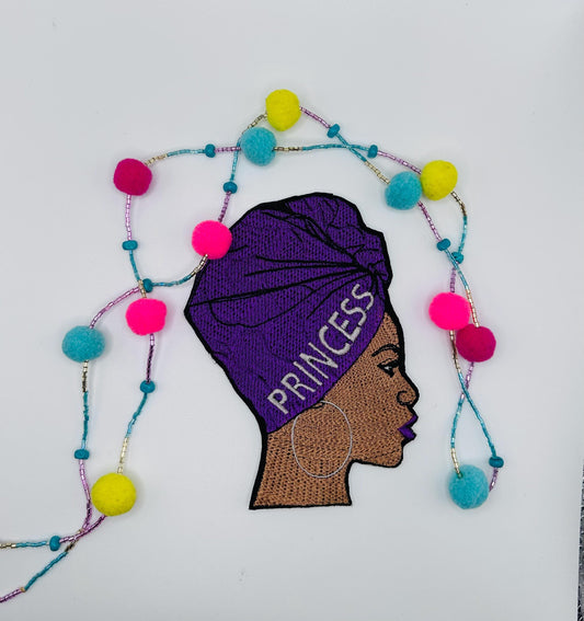 African Woman in Purple Headwrap Iron On Embroidery Patch. Beautiful Princess in Purple, Ethnic Woman, Graceful, Afro Woman 8.99
