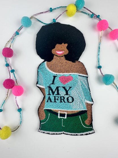 Love My Afro Woman Embroidery Patch - Sew On Applique