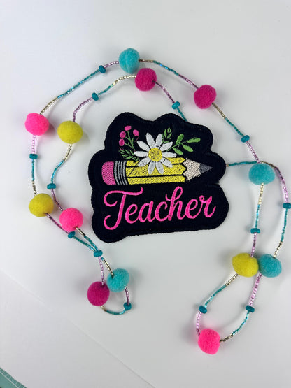 Teacher Embroidery Patch, Teach & Books School Patch, Backpack Tote Bag Patch, Sew On with Iron-On Adhesive for Placement