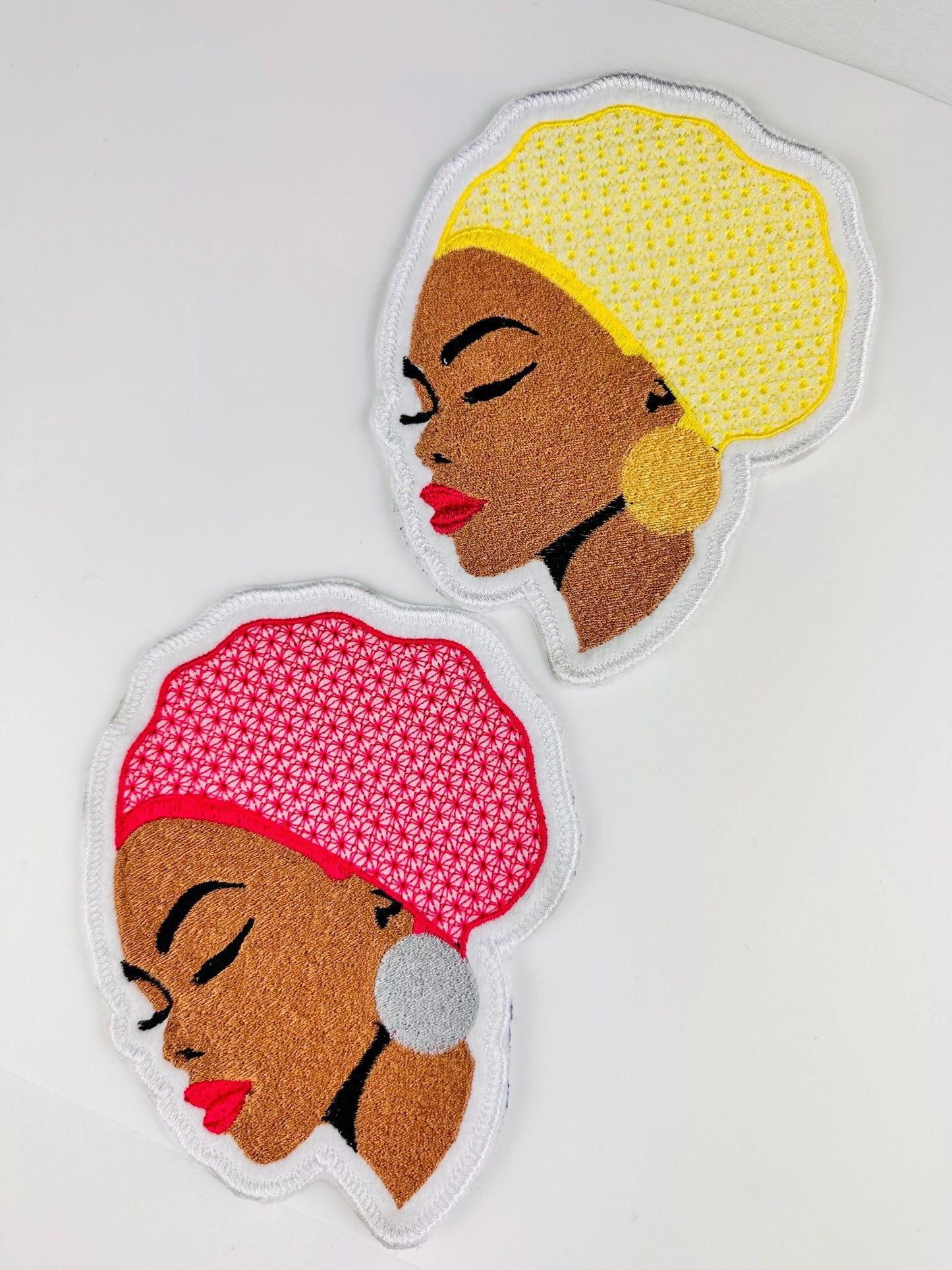 Black Woman with hair Net Embroidery Patch. Afro woman, Ethnic Woman, Black Mother,  Black Goddess 9.50