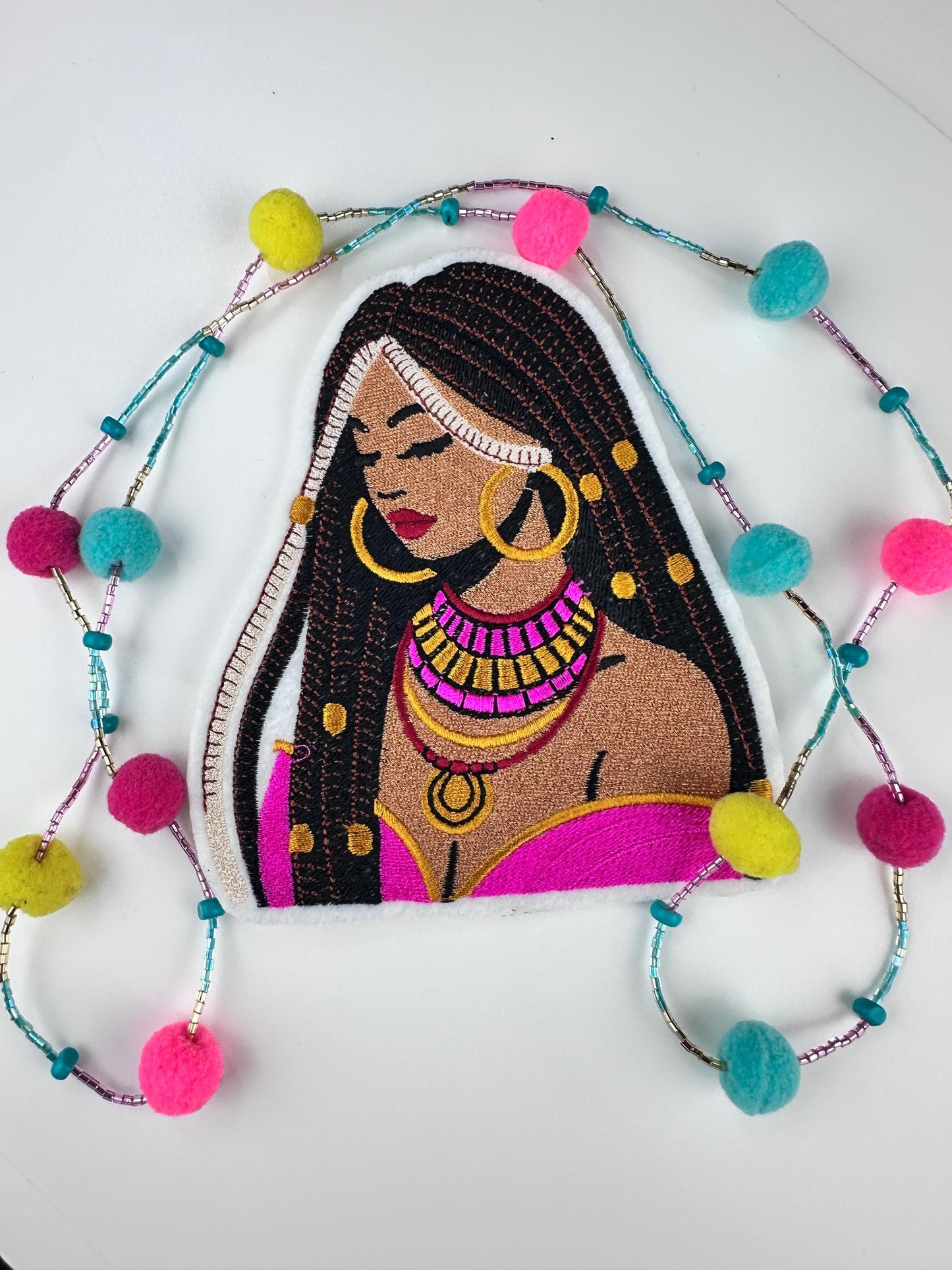 African Queen Embroidery Patch: Ethnic Beauty with Braids-Cultural style 10.33
