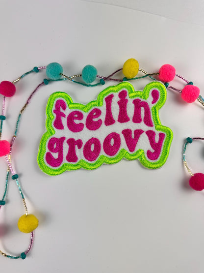Feeling Groovy Retro Embroidery patch. Hippie Embroidery, Retro groovy patch  6.89