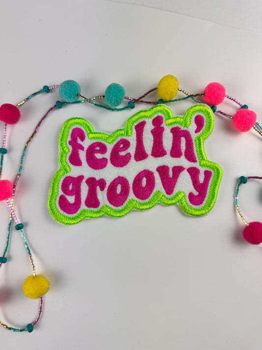 Feeling Groovy Retro Embroidery patch. Hippie Embroidery, Retro groovy patch  6.89