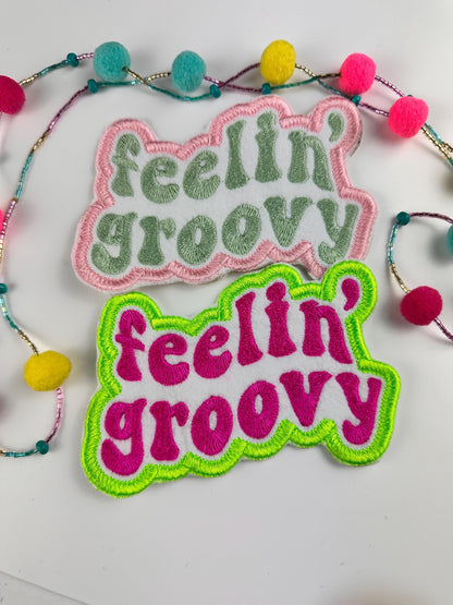 Feeling Groovy Retro Embroidery patch. Hippie Embroidery, Retro groovy patch  6.89