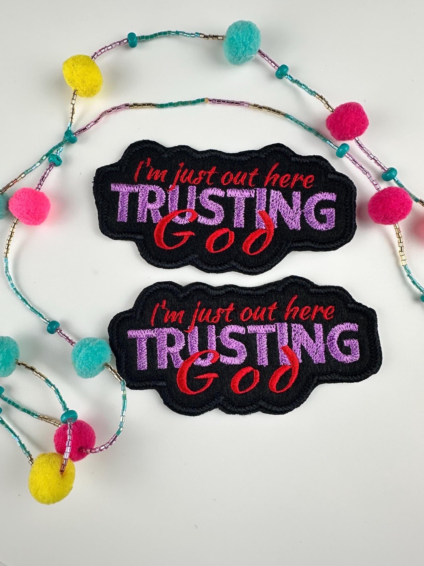 Trusting In God Embroidery Patch: Christian Sew-On Applique