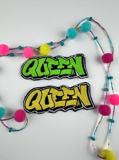 Queen Sew On Embroidery Patch for Jeans Jacket or Croc shoe Designs, Embroidered Patch, Black Queen Patch 5.00