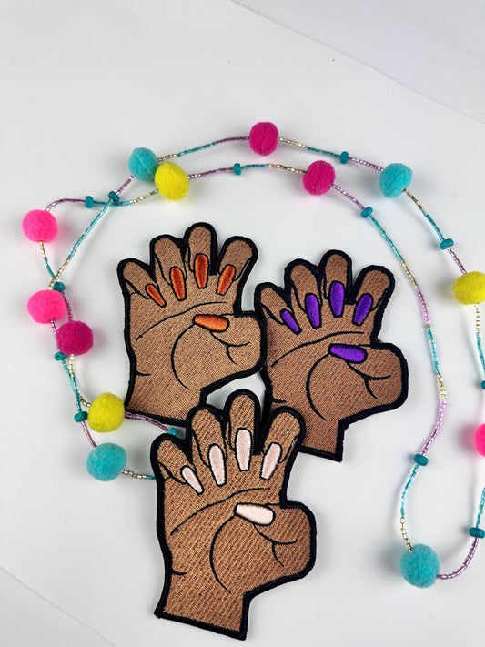 Fingernails and Hand Embroidery Sew on Patch, Afro Women Iron on Handmade Embroidery Patch, Fingernail Patch, Black Woman Patch, Gift 8.50