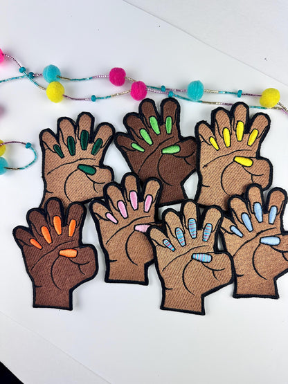 Black Woman Fingernails and Hand Embroidery Patch, Afro Women Iron on Handmade Embroidery Patch, Black Woman Patch, Gift 8.50