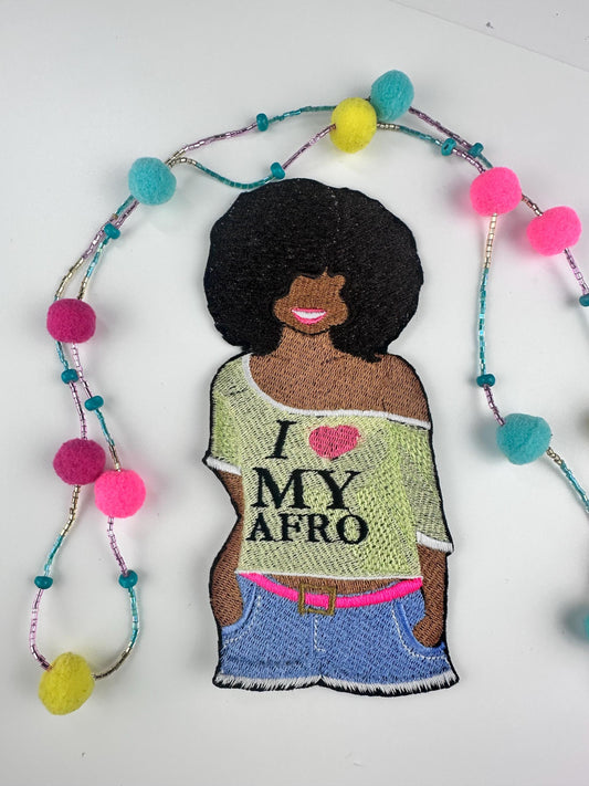 Love My Afro Woman SEW on Embroidery Patches gift,  3D Afro woman patch. Hand Made Patches, Gift's for Her, Birthday Gift. 8.00