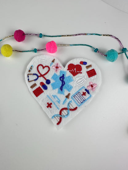 Nurse Heart Embroidery Patch. Tools a nurse would use. Sew on with Iron on adhesive for placement. RN patch, nurse patch, hospital  8.98
