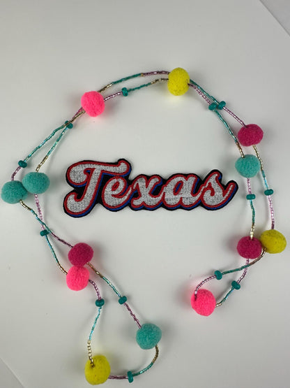 Texas Embroidery Sew On Patch with Adhesive Backing for Placement, Pink and Blue Texas Designs, State Pride Patch for Jackets & Bags