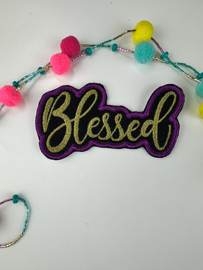 Blessed Embroidery Patch, Sew On with Iron On Adhesive for Placement, Christian Faith Patch for Jackets, Hoodies, Bags & Bible Covers