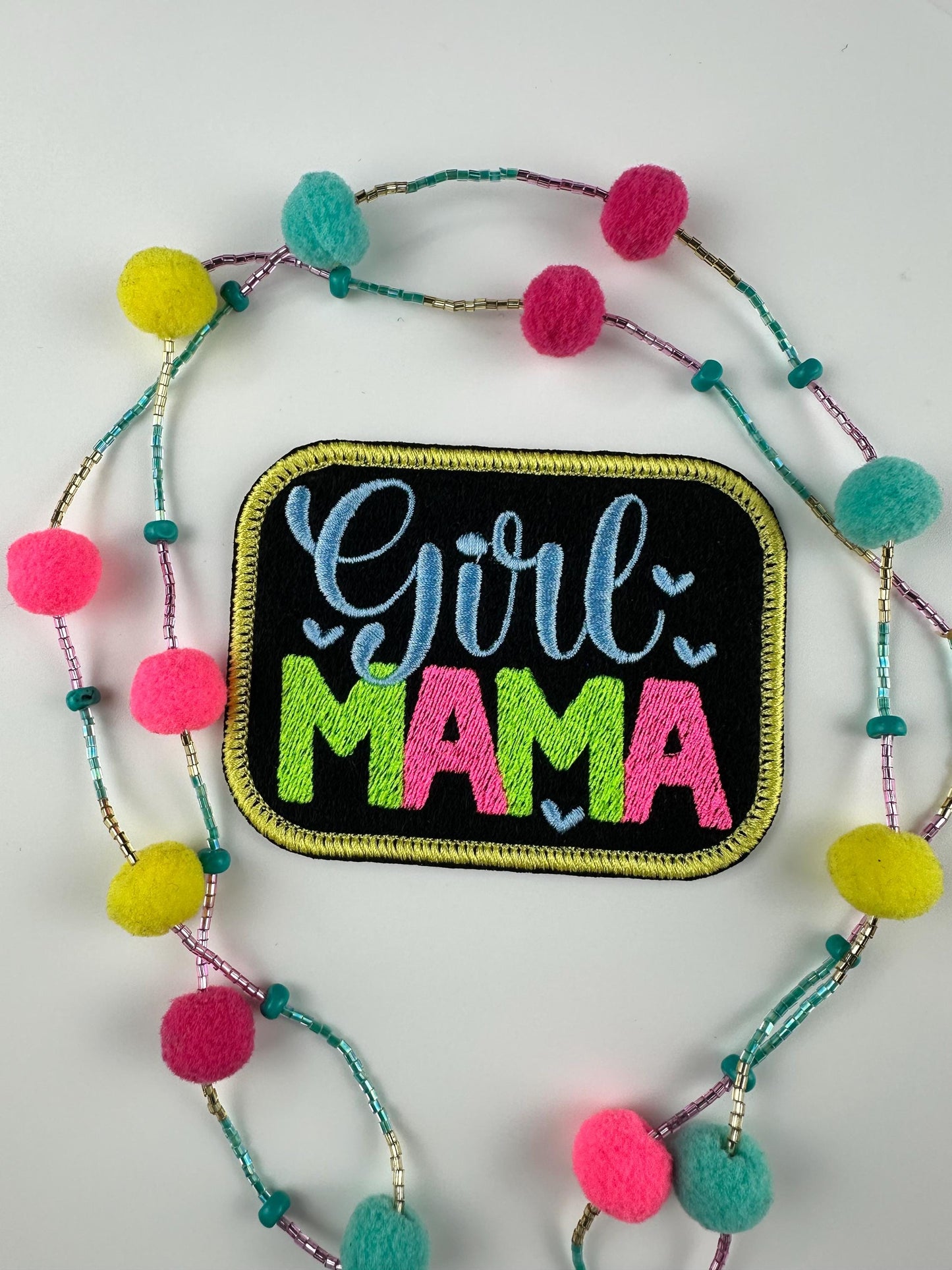 Girl Mama Embroidery Patch: Iron-On Mom Gift, Backpack Ready
