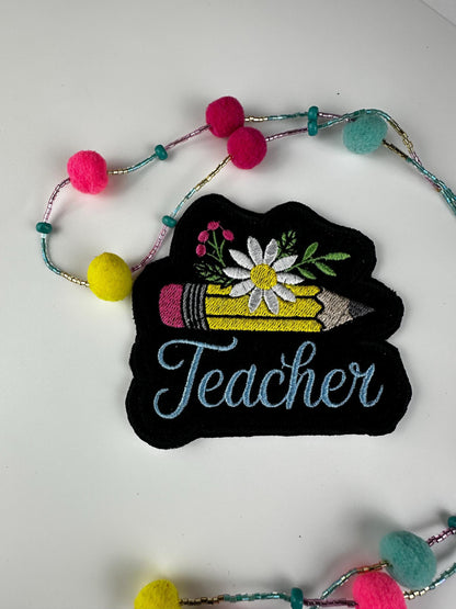 Teacher Embroidery Patch, Teach & Books School Patch, Backpack Tote Bag Patch, Sew On with Iron-On Adhesive for Placement