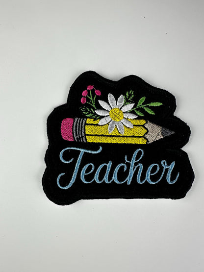 Teacher Embroidery patches, School, backpack, tote bag patches. Teach, books,   8.75