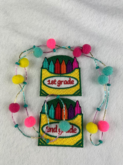 Colorful Crayon Box Embroidery Patch: Back to School Accessory