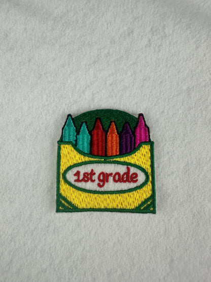 Colorful Crayon Box Embroidery Patch: Back to School Accessory