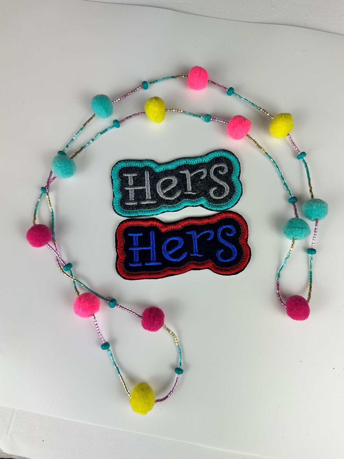 His and Hers Embroidery Patch Set: Satin Border Couple Patches