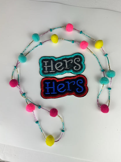 His and Hers Embroidery Patch Set: Satin Border Couple Patches