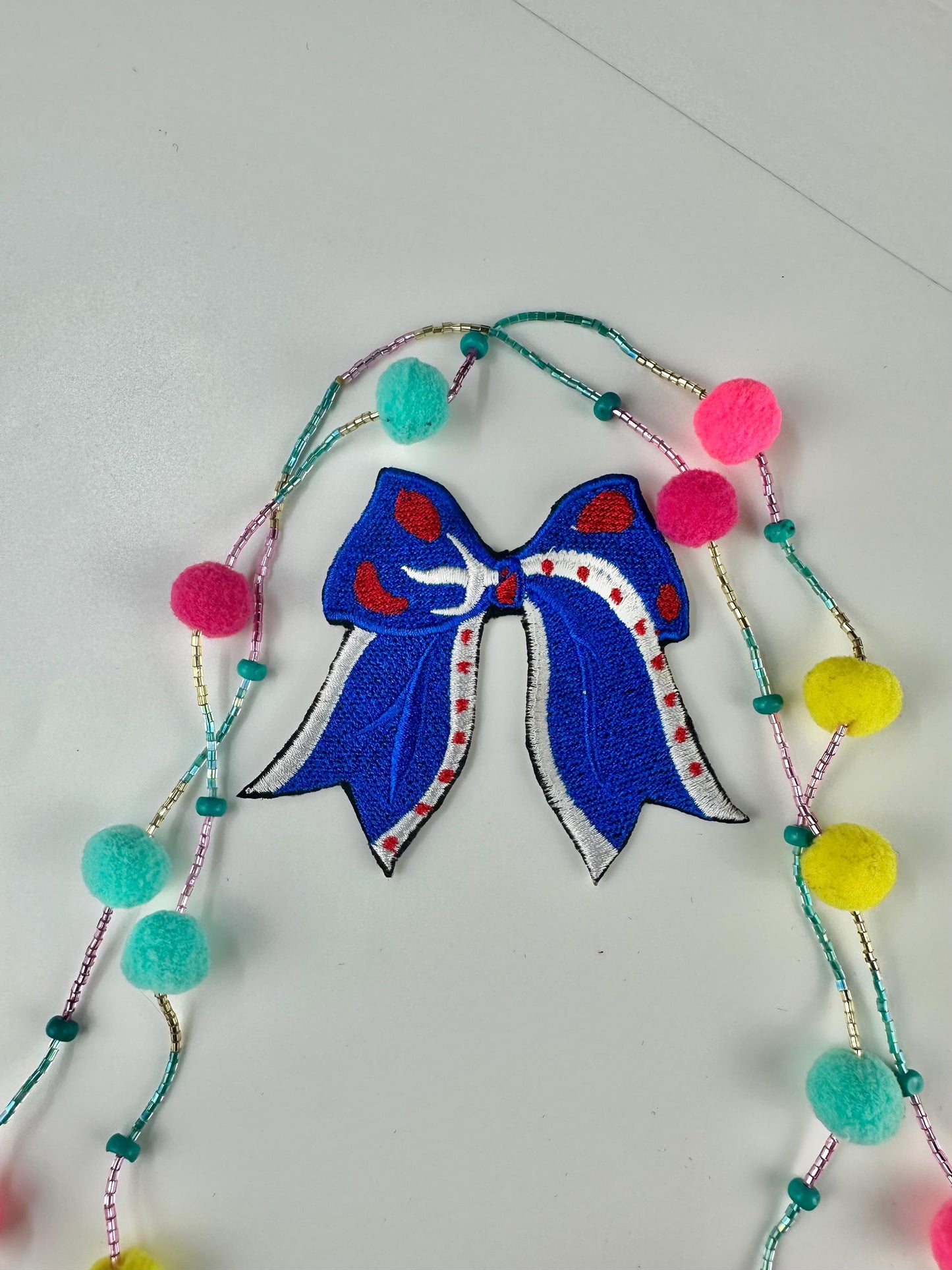 Cheer Embroidery Patch Bow: Team Spirit Sew-On Applique (8.88" x 4")