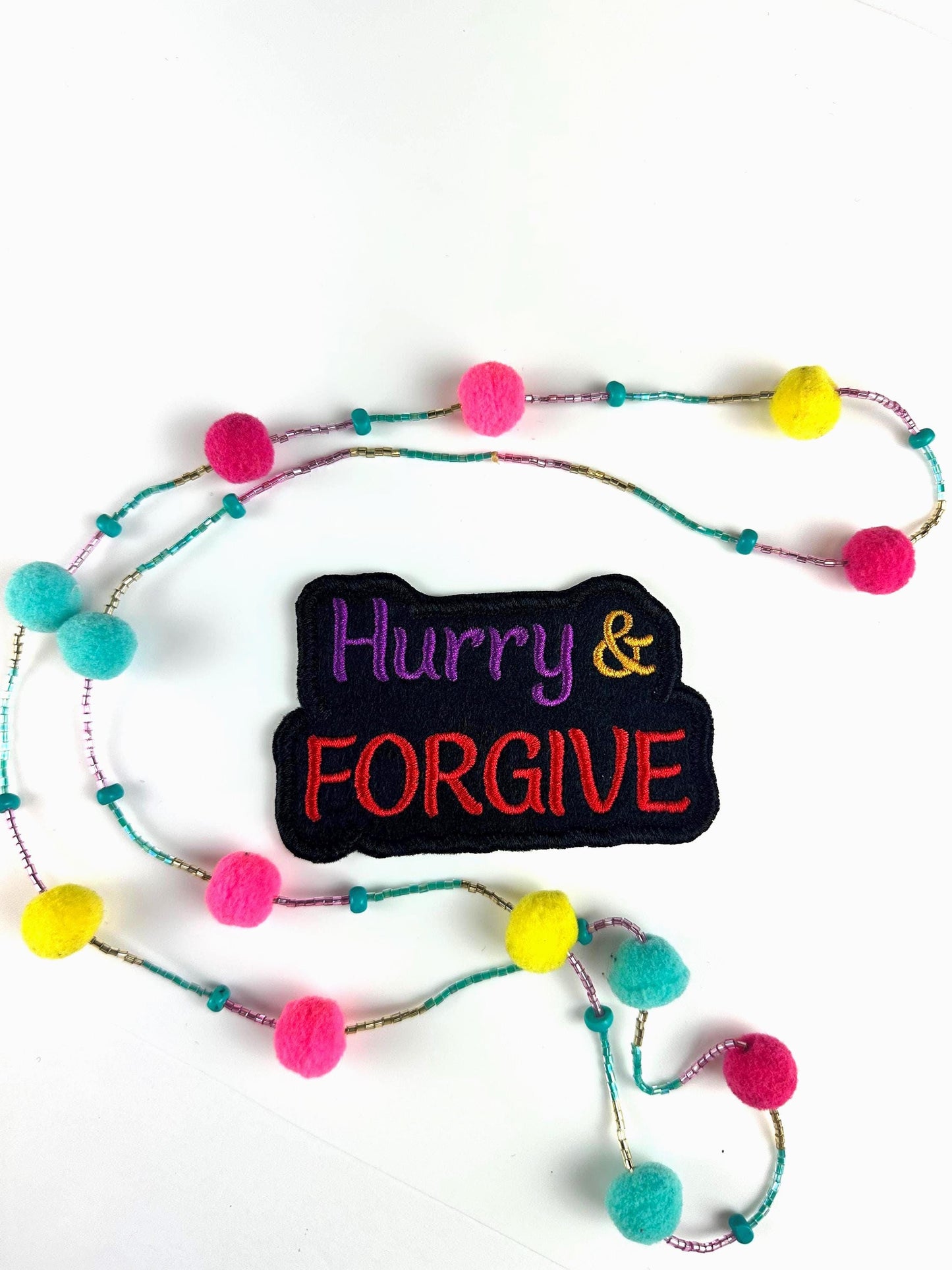 Hurry and Forgive Embroidery Patch-Inspiration Quote. Christian patch,  7.22