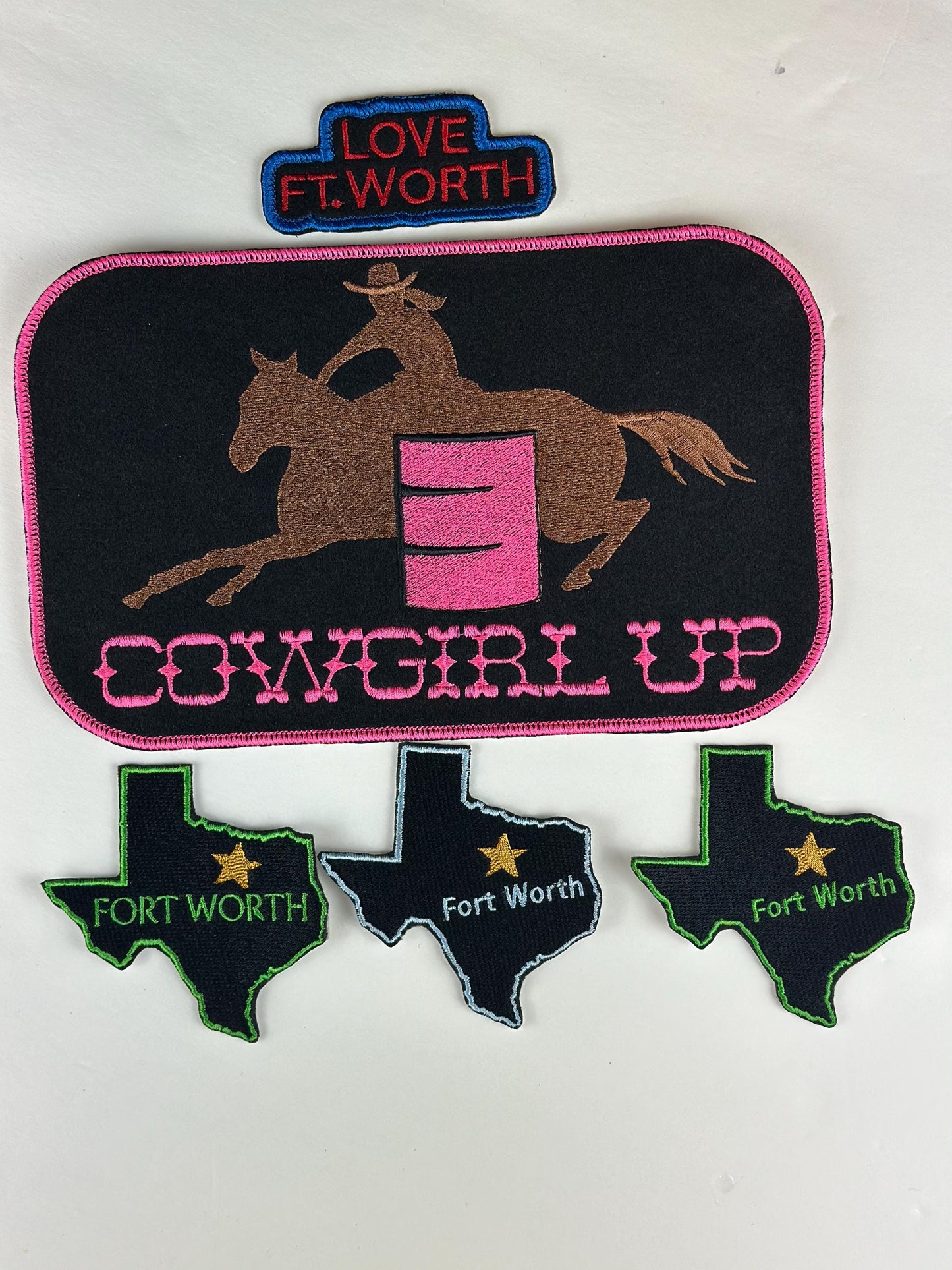Barrel Racing Embroidery Bundle Patch: Cowgirl Rodeo Patches, Ft. Worth Texas