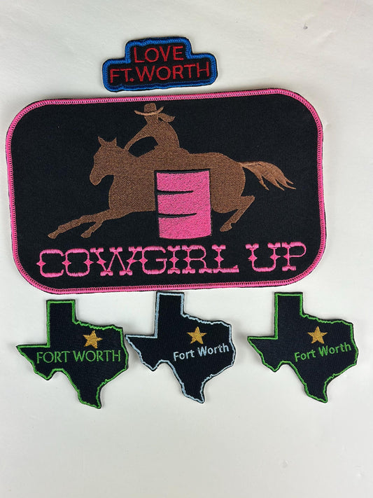 Barrel Racing Embroidery Bundle Patch: Cowgirl Rodeo Patches, Ft. Worth Texas