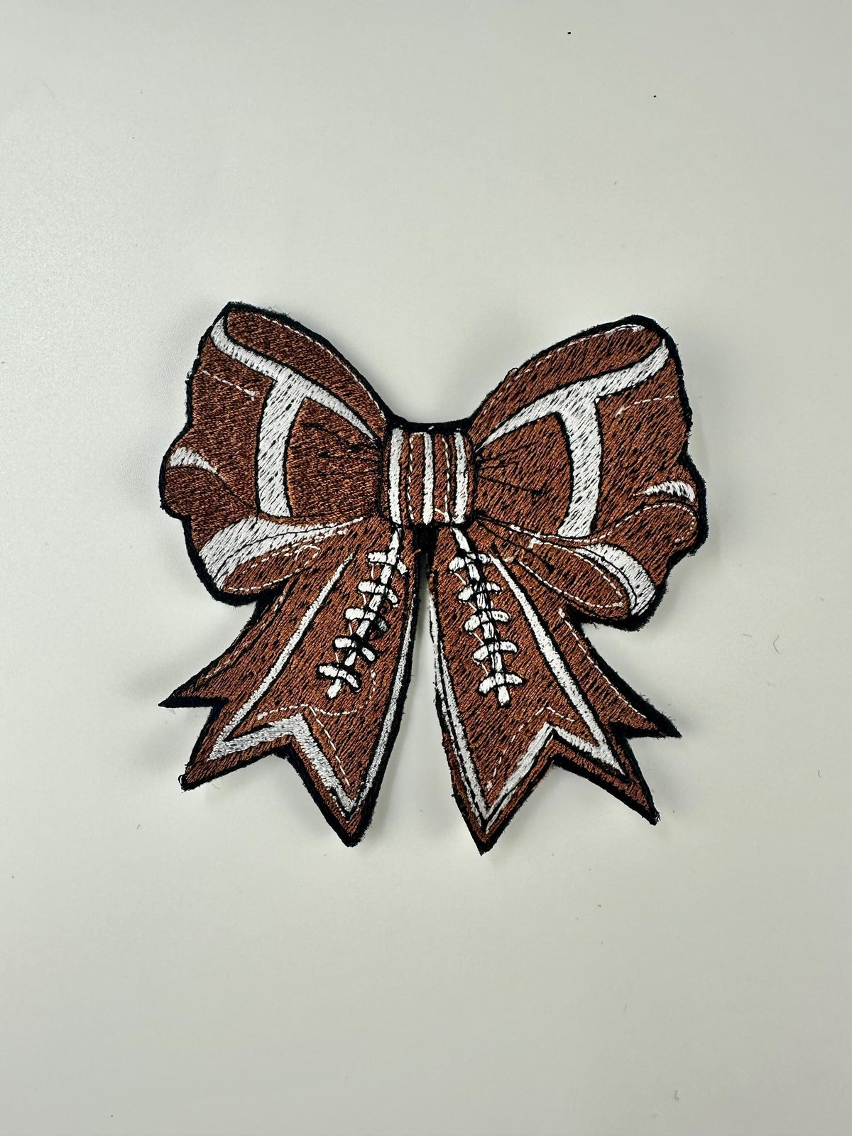 Embroidered Sports Bow Patch, Football Soccer Cheer bow Patch, Team Spirit Bow, Sew On with Iron-On Adhesive for Placement