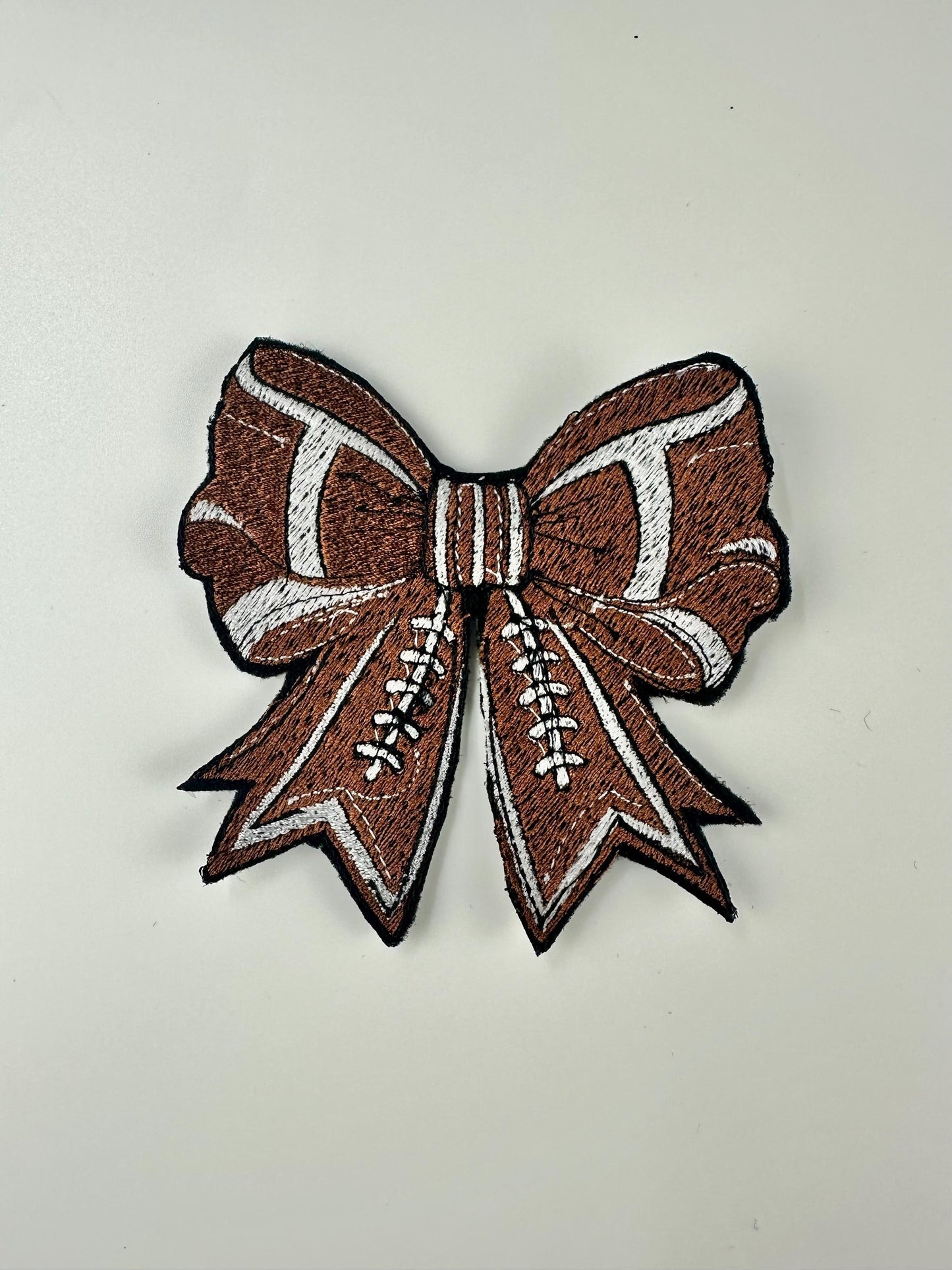 Embroidered Sports Bow Patch, Football Soccer Cheer bow Patch, Team Spirit Bow, Sew On with Iron-On Adhesive for Placement